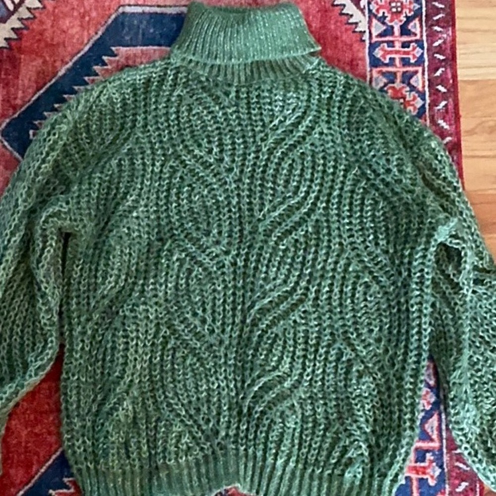 Green Cable Loose Knit Sweater